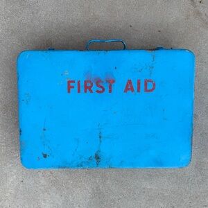 Vintage Blue Metal First Aid Kit